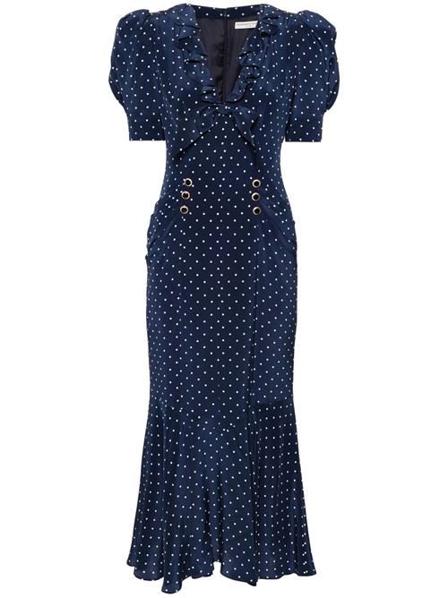 POLKA DOT PRINT SILK DRESS WITH RUFFLE AND BOW Alessandra Rich | FABX3818F43781944